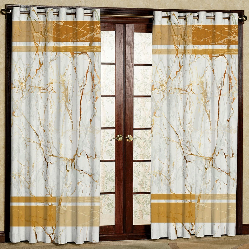 پرده طرح سنگ مرمر مدل مخمل پانچی کد 2_4014 W سایز 140x202 سانتی متر