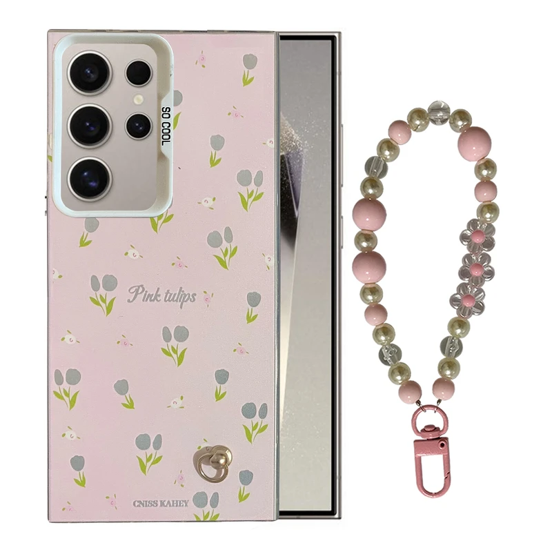 کاور مدل SO COOL طرح گل کد SC01 مناسب برای گوشی موبایل سامسونگ Galaxy S24 Ultra به همراه بند آویز