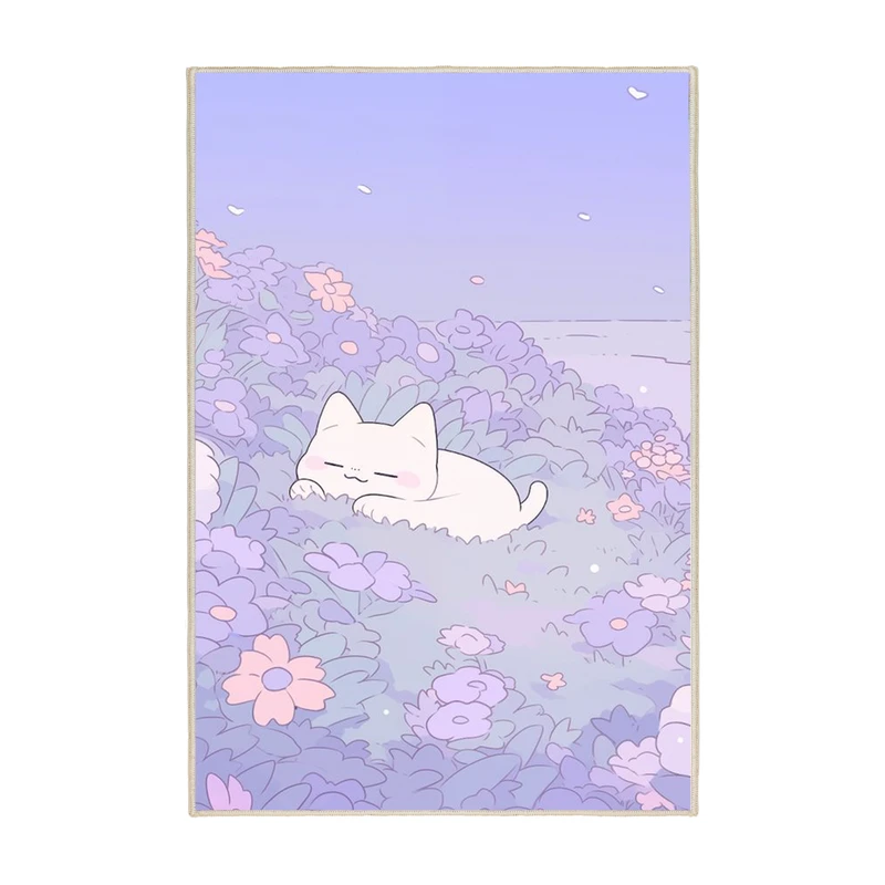 فرش ماشینی 1000 شانه زمینه بنفش حاشیه بنفش مدل اورکوم طرح اتاق کودک کد kids.9016.01