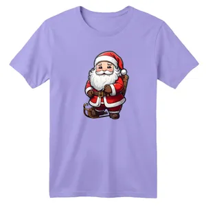 تی شرت آستین کوتاه بچگانه مدل بابانوئل کریسمس کد 1 رنگ یاسی