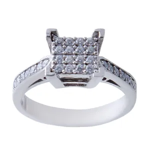 انگشتر نقره زنانه بازرگانی میلادی مدل فول نگین برلیان بدون ریزش ابکاری رادیوم کد AWR_495