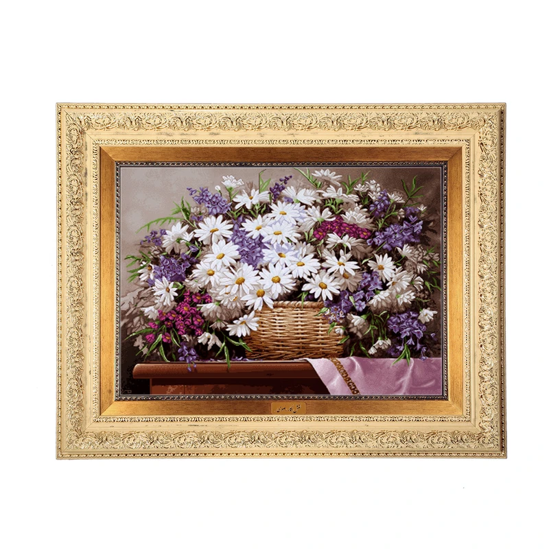 تابلو فرش ماشینی نقش نگار رضوی طرح گل کد 2157G