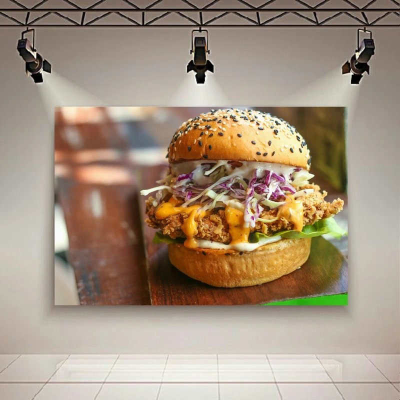 پوستر پارچه ای مدل فست فود طرح همبرگر کد SDP1443