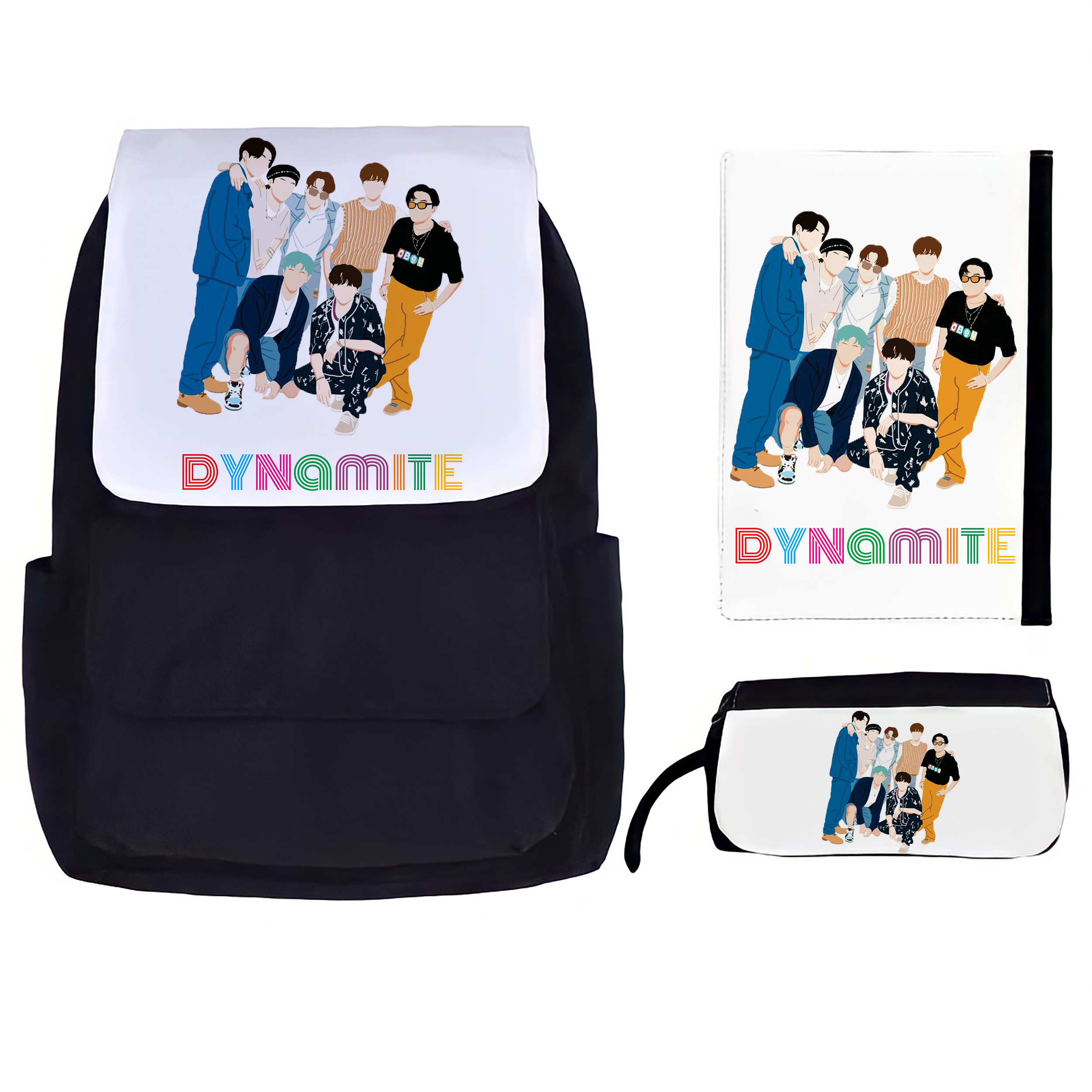 کوله پشتی مدل BTS Dynamite 010 به همراه جامدادی و کلاسور