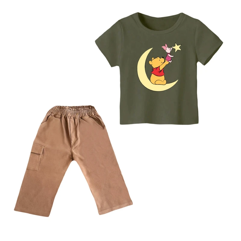 ست تی شرت و شلوارک پسرانه مدل پو کد ۶۶ رنگ سبز