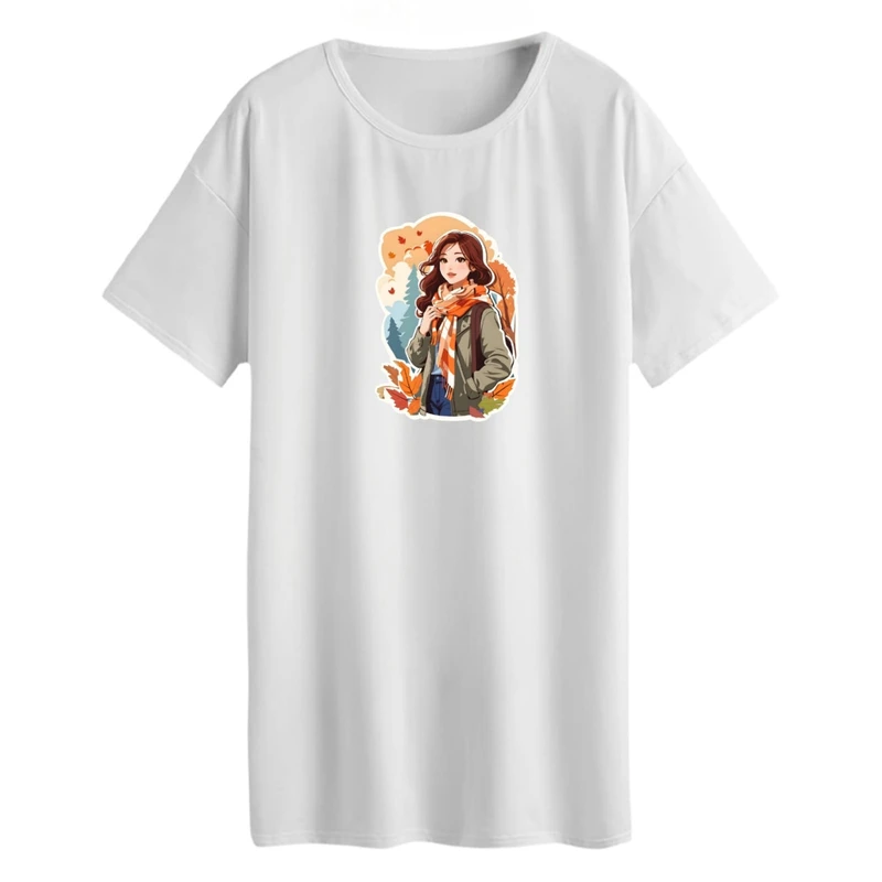 تی شرت لانگ زنانه مدل دختر پاییزی