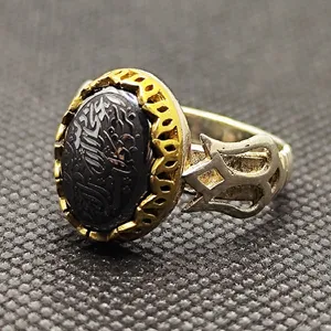 انگشتر نقره مردانه مدل سنگ حدید صینی کد 6573