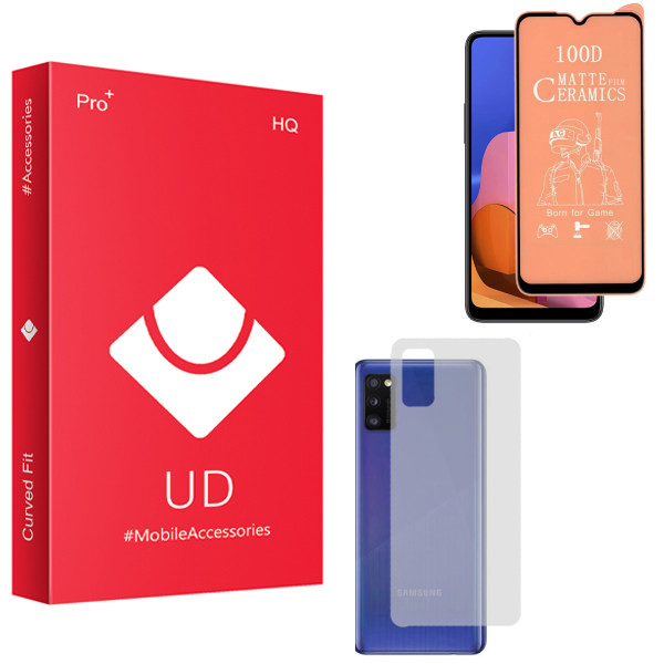 محافظ صفحه نمایش سرامیکی مات یو دی مدل HQ مناسب برای گوشی موبایل سامسونگ Galaxy A42 به همراه محافظ پشت گوشی