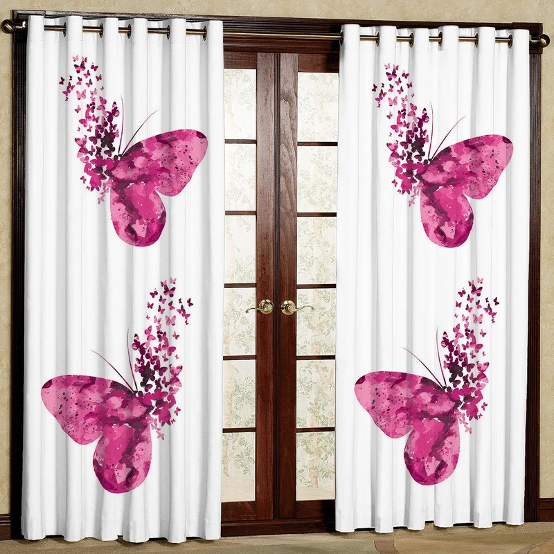 پرده طرح پروانه مدل مخمل پانچی کد 1083 W سایز 200x140 سانتی متر