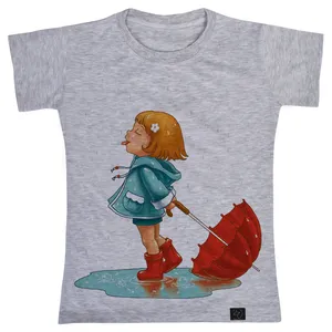 تی شرت آستین کوتاه دخترانه 27 مدل دختر و باران کد V233