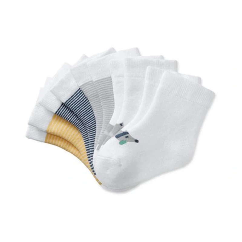 جوراب ساق کوتاه بچگانه مدل حوله ای کد CR 360391 بسته 5 عددی