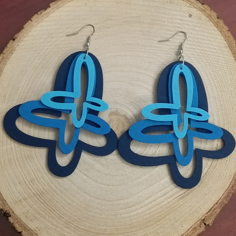 گوشواره زنانه مدل پروانه چوبی