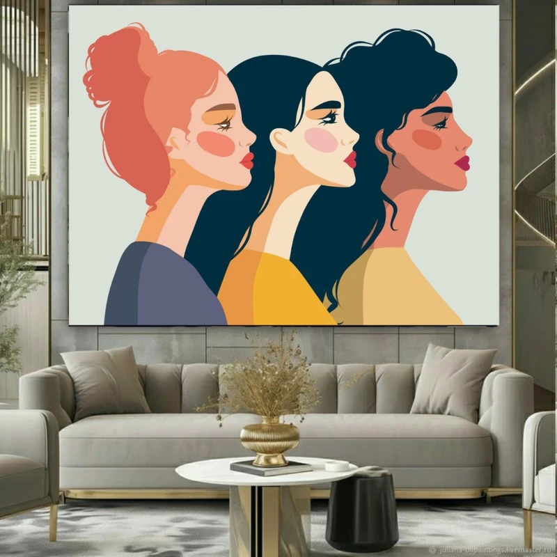 پوستر پارچه ای طرح مخمل  نیمرخ مدل مینیمال کد PY1064