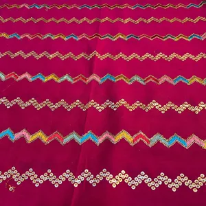 پارچه لباس عرض 1.1 متر مدل سوزندوزی نخی رنگ سرخابی