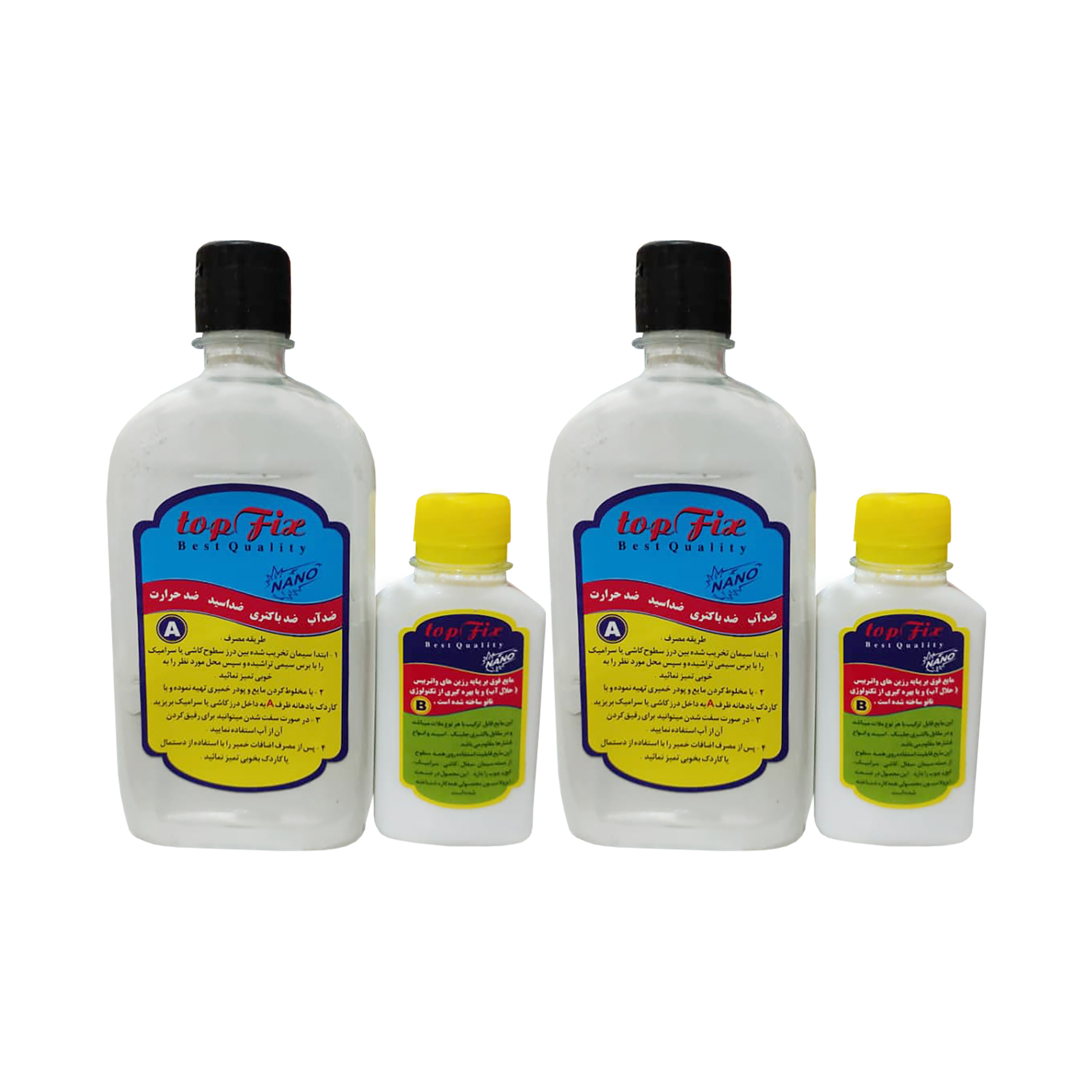 دوغاب درزگیر دوجزئی ضد اسید حمام و توالت تاپ فیکس مدل نانو وزن 500 گرم بسته 2 عددی