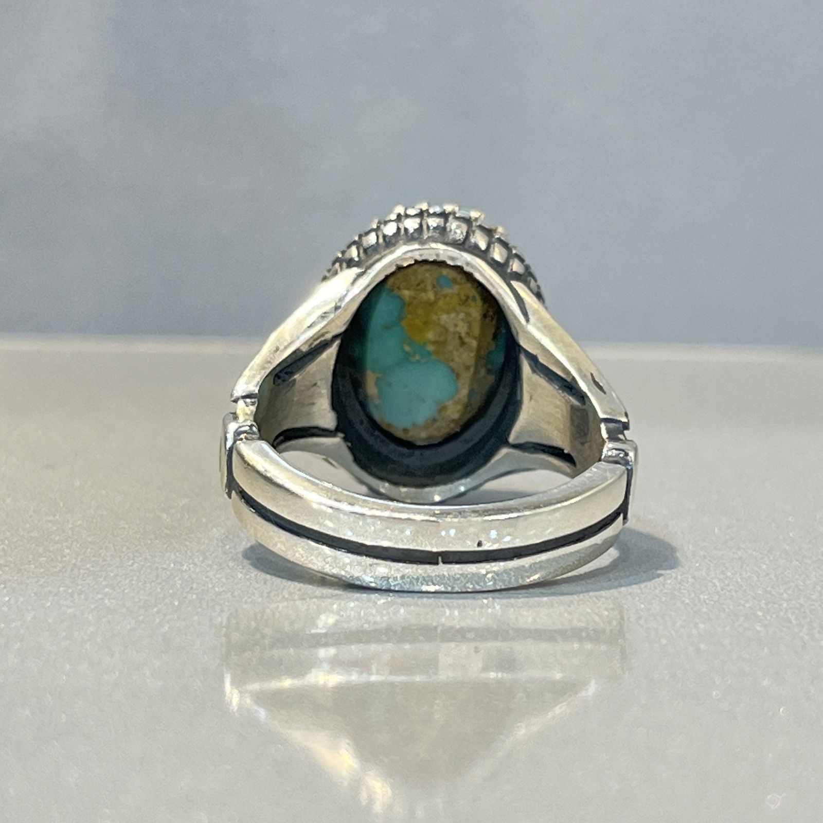 انگشتر نقره مردانه مدل هزار چنگ دستساز فیروزه نیشابوری کد 1 5-45 -  - 3