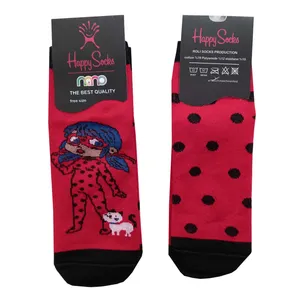 جوراب دخترانه هپی ساکس مدل دختر کفشدوزکی  تا به تا کد FR بسته 2 عددی