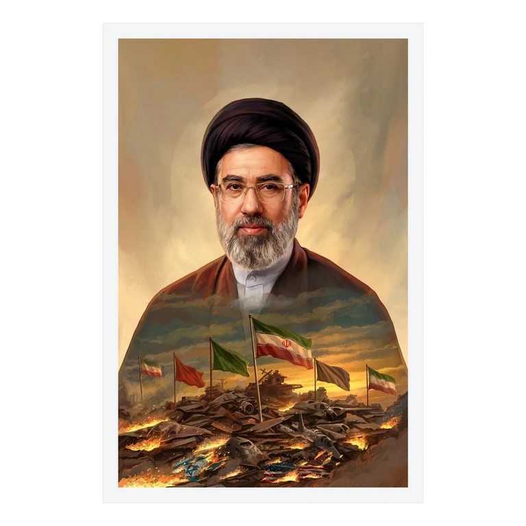 تابلو بکلیت طرح رهبر انقلاب آیت الله سید مجتبی خامنه ای مدل W-S10622 فریم سفید