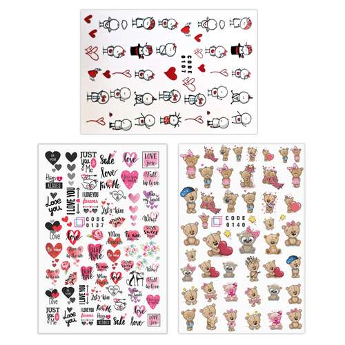 برچسب لنز ناخن مدل عشق کد 107137140 مجموعه 3 عددی 