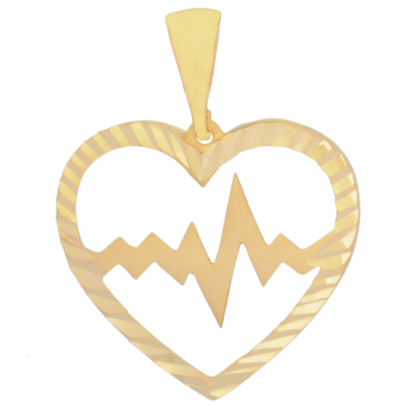 آویز گردنبند طلا 18 عیار زنانه طلای مستجابی مدل قلب و ضربان کد 02
