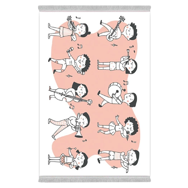 فرش پارچه‌ای دفه مدل فرشینه شانل مخمل ترک طرح فانتزی کد 01097