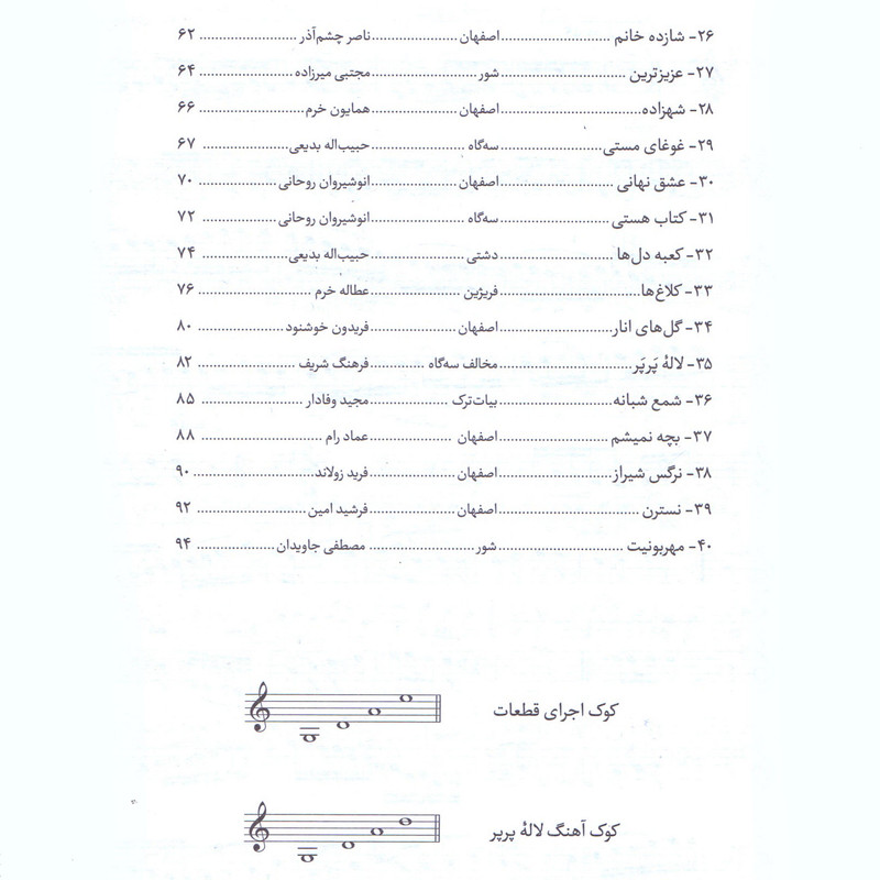کتاب نغمه های رنگارنگ چهل تصنیف و ترانه ایرانی برای ویولن و سازهای هم کوک اثر فرشید فرهمند حسن زاده نشر سرود جلد 1
