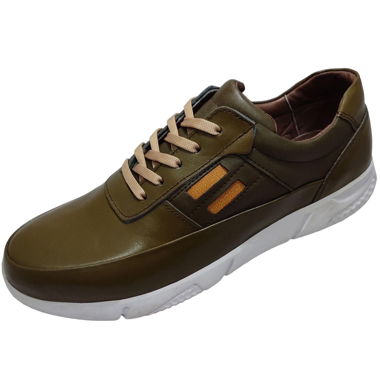 کفش طبی مردانه چرم تبریز مدل سروش رنگ زیتونی - - 13