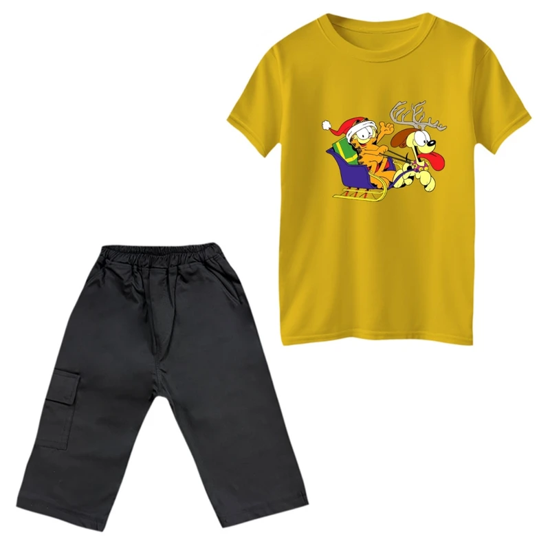 ست تی‌شرت و شلوارک پسرانه مدل گارفیلد کد 6