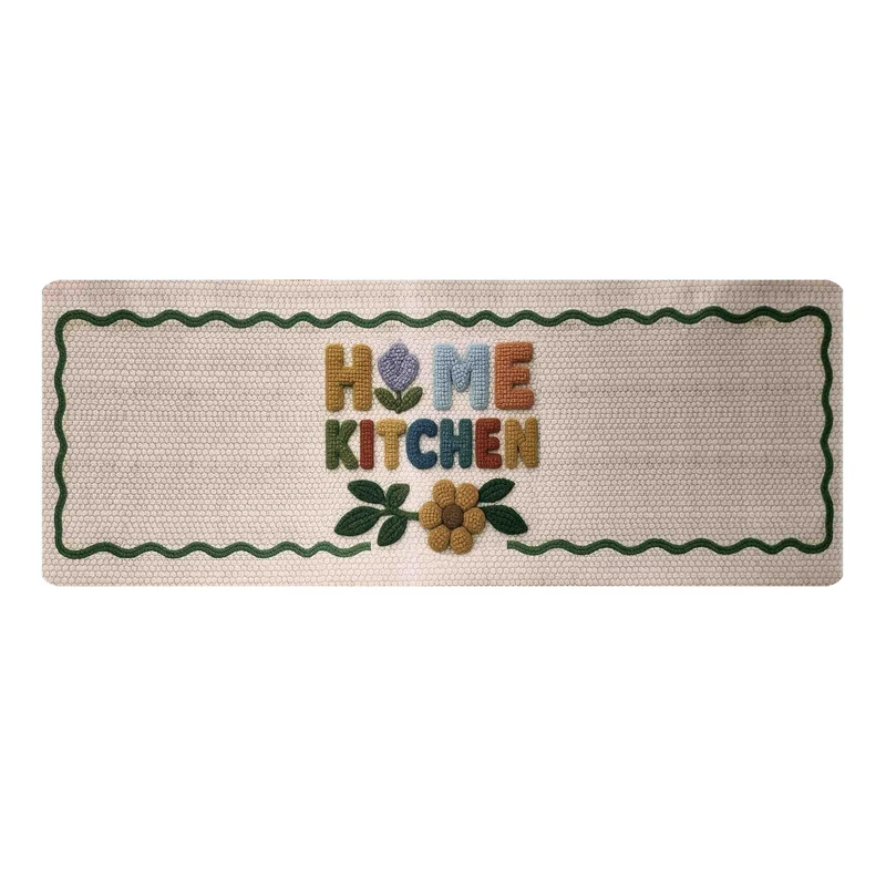 پادری مدل فرشینه آشپزخانه فانتزی طرح هوم کیچن کد LO-101 سایز 50*150 سانتی متر مناسب برای فضای داخلی