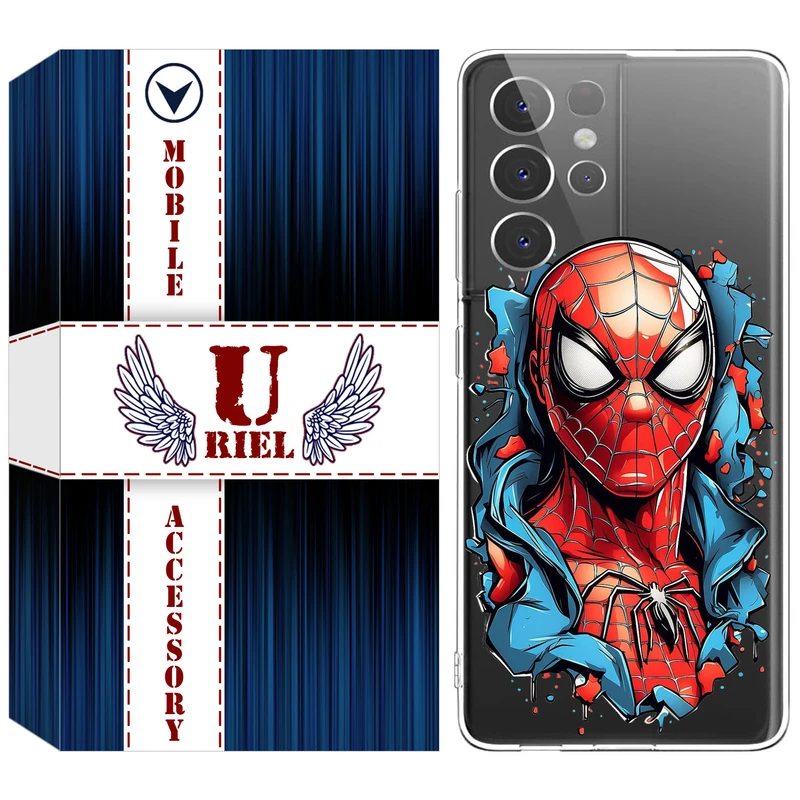 کاور یوریل مدل Clear کد 34 طرح اسپایدرمن مناسب برای گوشی موبایل سامسونگ Galaxy S21 Ultra