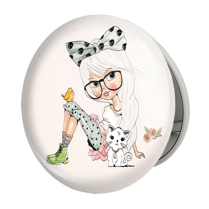 آینه جیبی خندالو طرح دخترونه مدل تاشو کد 1661 