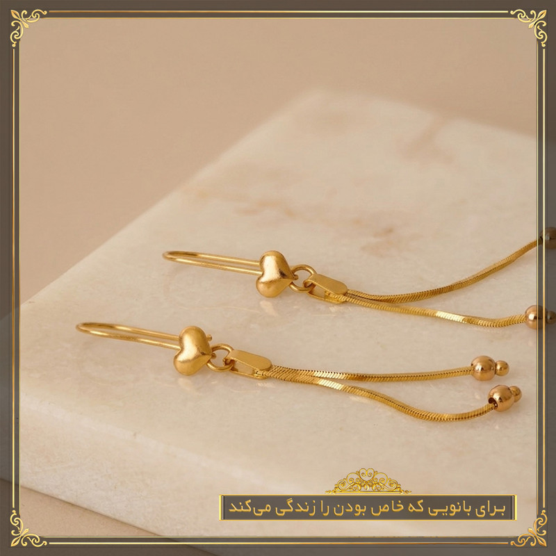گوشواره آویز طلا 18 عیار زنانه طلای معتمدی مدل دل آویز - 3