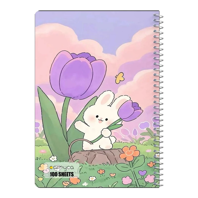 دفتر مشق 100 برگ سیمی کارنیکا طرح خرگوش کیوت Cute Rabbit کد 40471