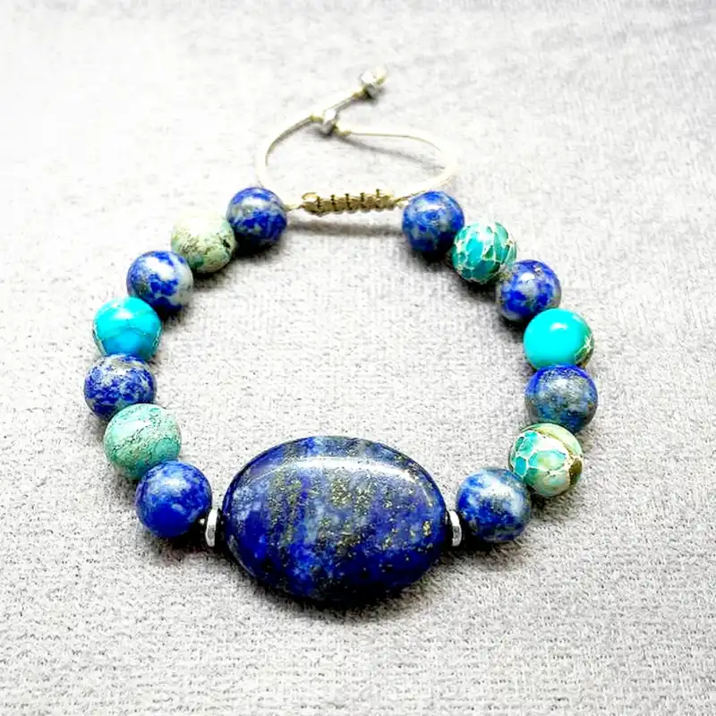 دستبند زنانه مدل لاجورد و فیروزه