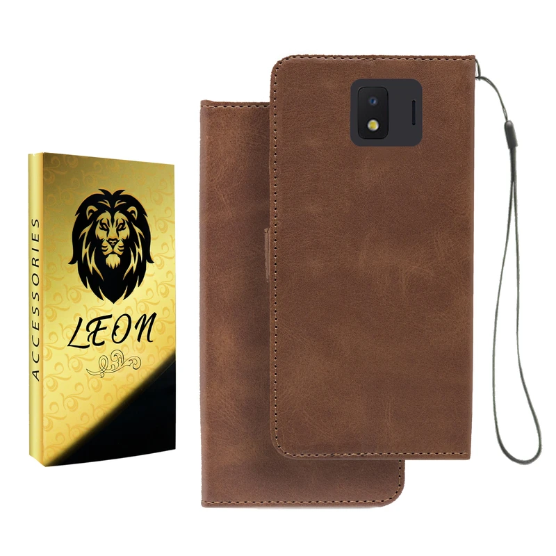 کیف کلاسوری لئون مدل Mortand Oro مناسب برای گوشی موبایل سامسونگ Galaxy J260 به همراه بندآویز