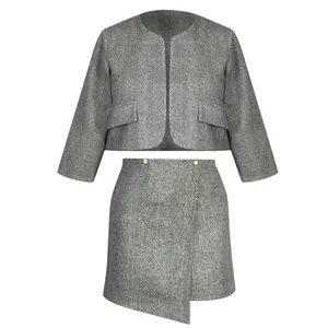 ست کت و دامن رسمی زنانه مدل پشمی کجراه کد AK1469