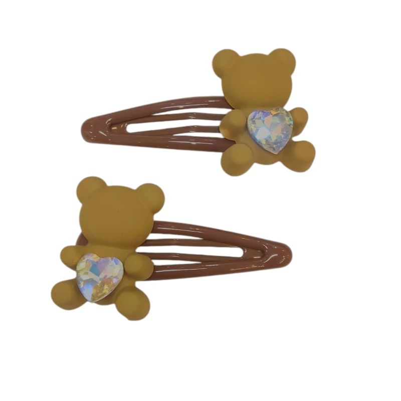 گیره مو دخترانه مدل خرس تدی قلبی کد KHERS01 بسته 2 عددی