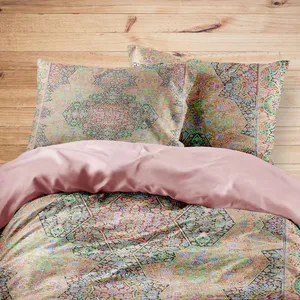 سرویس روتختی مدوپد طرح فرش قم لچک و ترنج هندسی مدل C-Ghom099 یک نفره 4 تکه