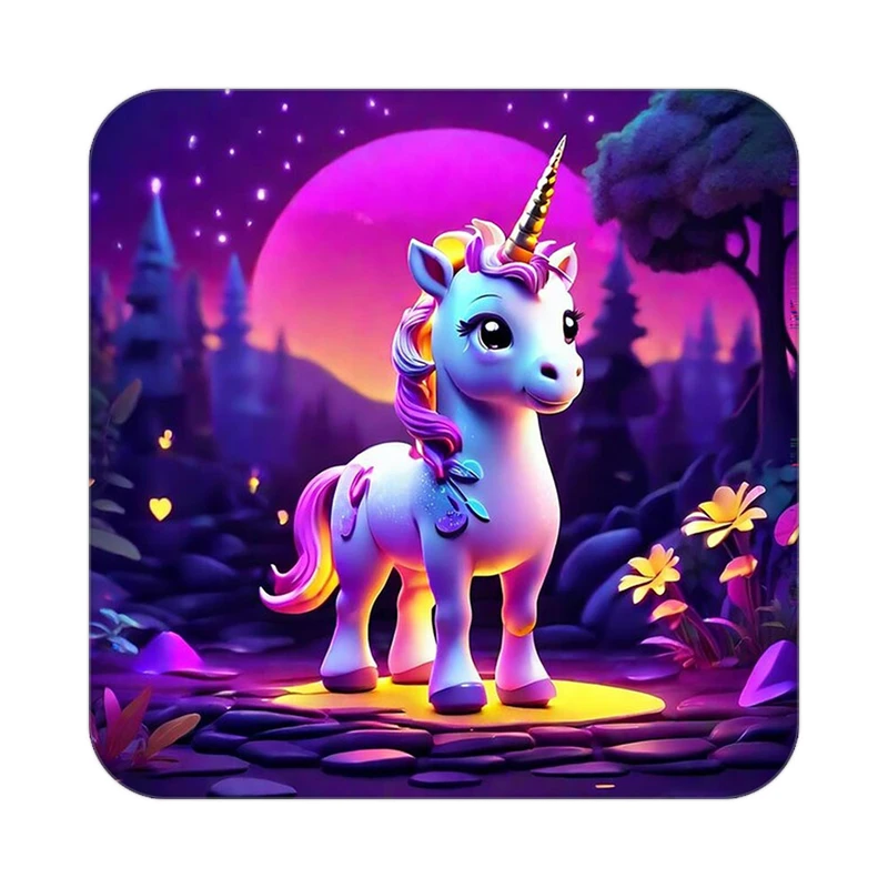 زیر لیوانی کاکتی طرح اسب تک شاخ و یونیکورن مدل mp30698