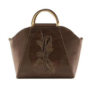 کیف دستی زنانه چرم نگار مدل گل شیپوری کد 207586