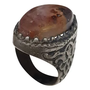 انگشتر نقره مردانه مدل عقیق حجرالمعالجات AHM214280