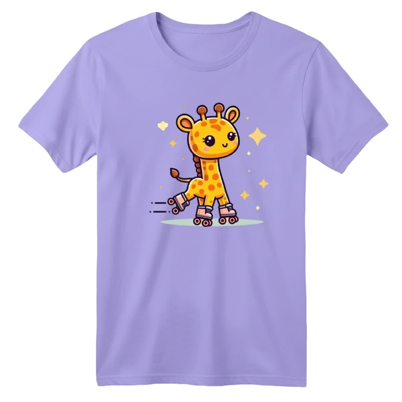 تی‌شرت آستین کوتاه لانگ یقه گرد  بچگانه مدل زرافه اسکیت