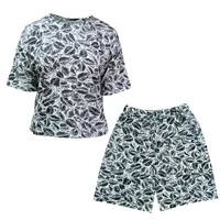 ست تی شرت و شلوارک زنانه مدل نخ پنبه طرح چیچک کد 031