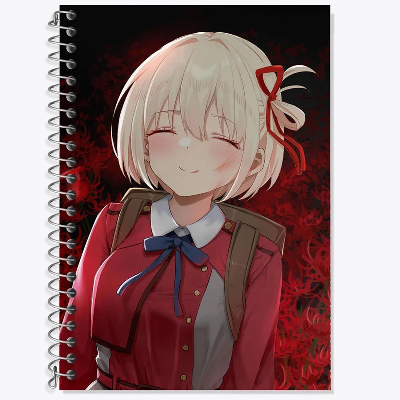 دفتر زبان 50 برگ خندالو مدل سه خط طرح چیساتو انیمه لیکوریس ریکویل Lycoris Recoil کد 23002