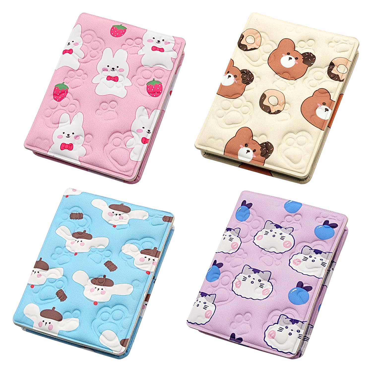 آینه جیبی مدل حیوانات طرح برجسته کد ZJ-MR36-5 مجموعه 4 عددی