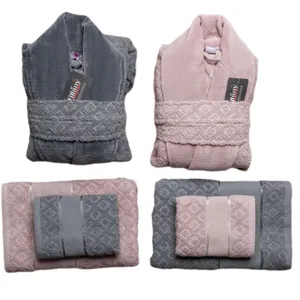 سرویس حوله پالتویی 12 تکه تیفانی مدل ست عروس و داماد کد T64