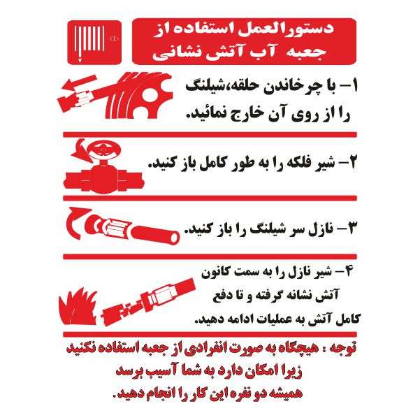 تابلو ایمنی ایمن ساین طرح روش استفاده از جعبه آتش نشانی کد 522