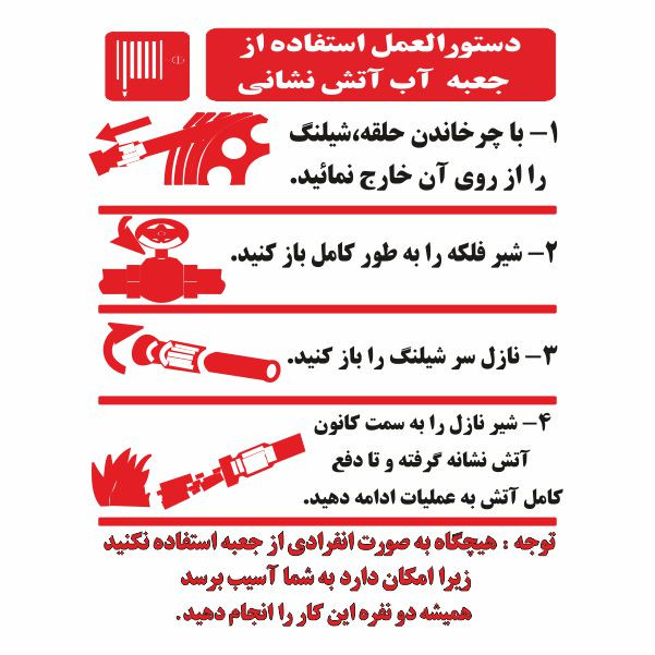 تابلو ایمنی ایمن ساین طرح روش استفاده از جعبه آتش نشانی کد 522