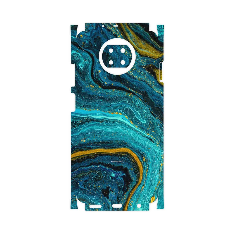 برچسب پوششی ماهوت مدل Turquoise marblewith golden streaks-FullSkin مناسب برای گوشی موبایل شیائومی Redmi Note 9T