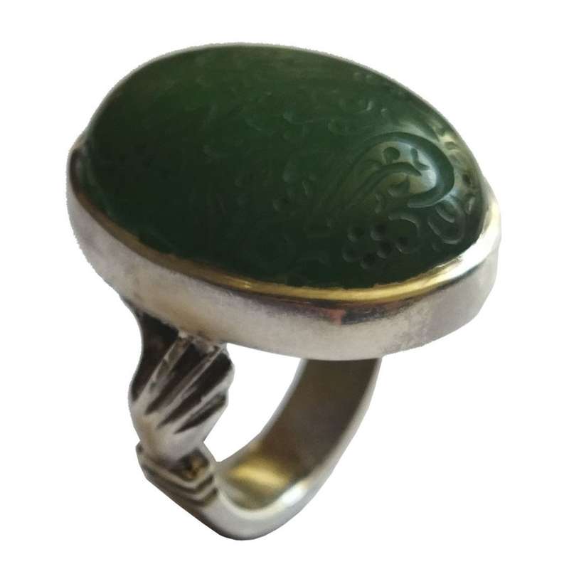 انگشتر نقره مردانه مدل دست و دلبر یشم حکاکی